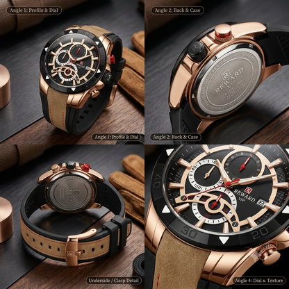 Luxury Black Gold Men's Quartz Watch with Premium Gift Box