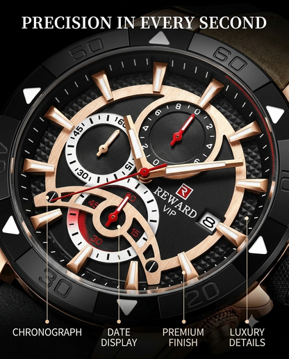 Luxury Black Gold Men's Quartz Watch with Premium Gift Box