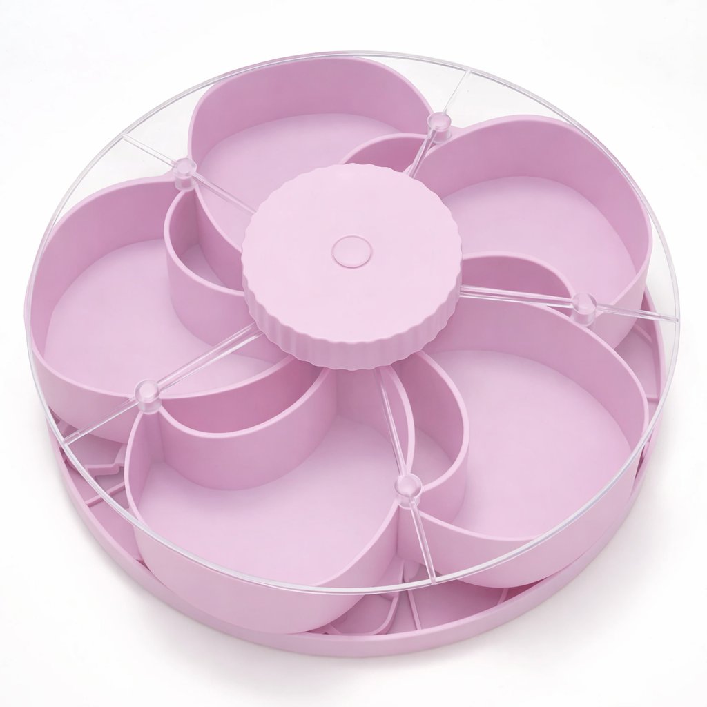 🎁🍽️ Rotating 5-Compartment Snack Tray