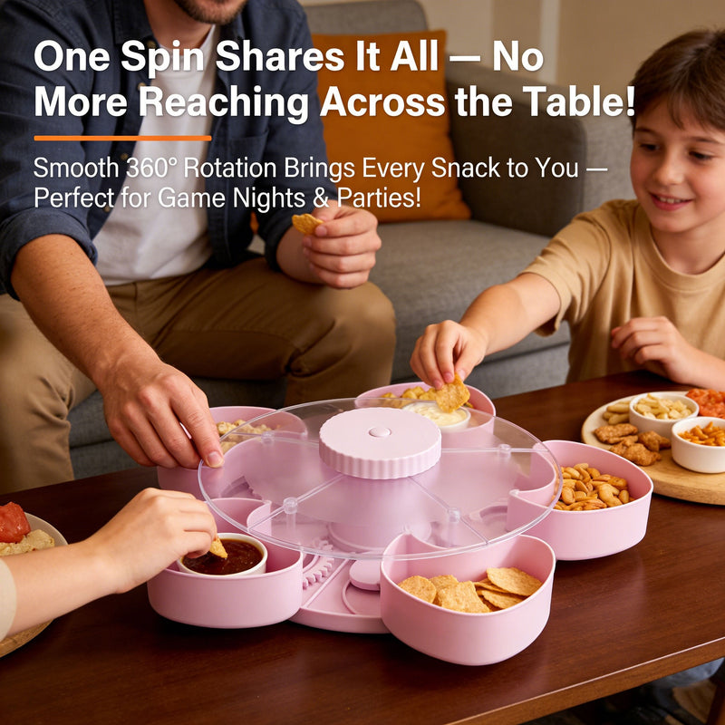 🎁Free Shipping！🍽️ Rotating 5-Compartment Snack Tray detail view