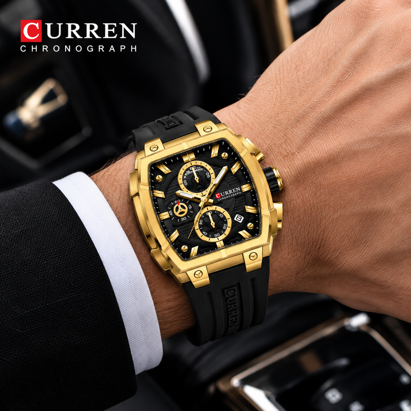 Royal Gold Black Men's Luxury Watch⌚✨ detail view