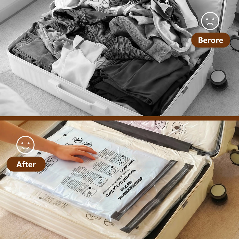 Travel Vacuum Storage Compression Bag Set – 8-Pack in 4 Sizes with Pump detail view