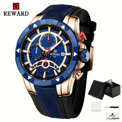 Luxury Blue Gold Men's Quartz Watch with Premium Gift Box