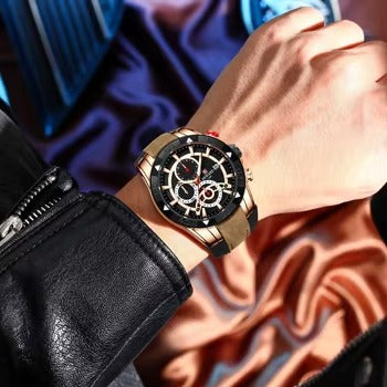 Luxury Black Gold Men's Quartz Watch with Premium Gift Box